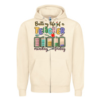 Sandshell battery life of a teacher monday friday Zipper Hoodie - MaliasSmallBusiness