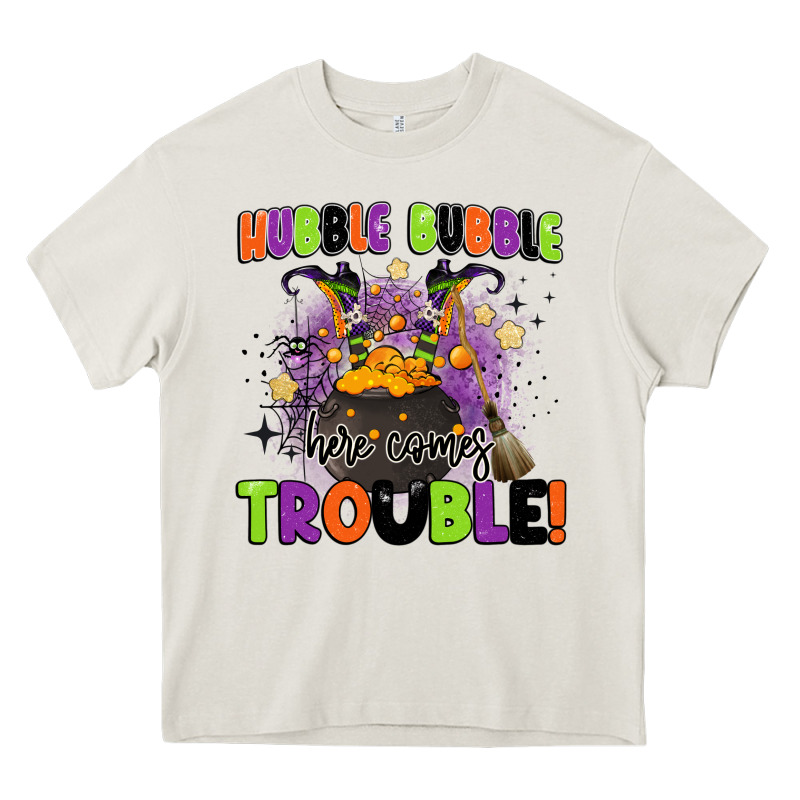 Kids Halloween Hubble Bubble Here Comes Trouble Heavy Core Tee by BarkalooDesign | Teevron