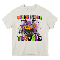 Cream kids halloween hubble bubble here comes trouble Heavy Core Tee - BarkalooDesign