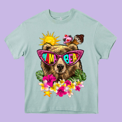 Mama Bear Summer Heavy Core Tee Designed By Texasbilliewilder