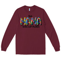 Burgundy this mama loves her puzzle Long Sleeve Tee - MaliasSmallBusiness