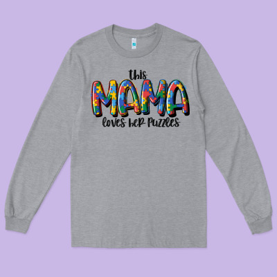 This Mama Loves Her Puzzle Long Sleeve Tee Designed By Maliassmallbusiness