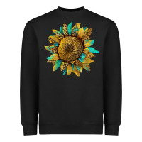 Black sunflower with leopard and turquoise Heavyweight Sweatshirt - Artiststas