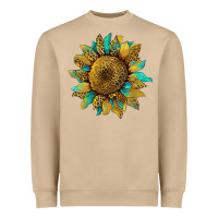 Mushroom sunflower with leopard and turquoise Heavyweight Sweatshirt - Artiststas