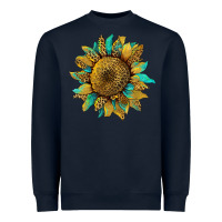 Navy sunflower with leopard and turquoise Heavyweight Sweatshirt - Artiststas