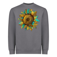 Storm sunflower with leopard and turquoise Heavyweight Sweatshirt - Artiststas