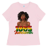 Bubblegum Pink 1865 juneteenth with afro black woman Ladies Tee - texasbilliewilder