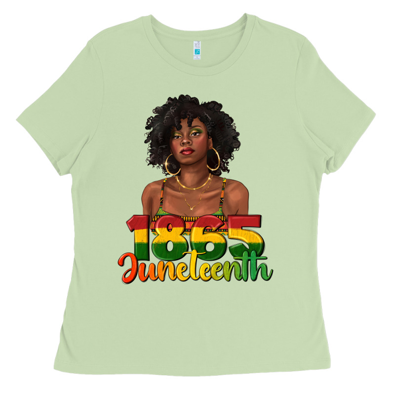 1865 Juneteenth With Afro Black Woman Ladies Tee by texasbilliewilder | Teevron