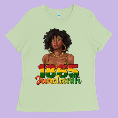 Ladies Tee 1865 juneteenth with afro black woman