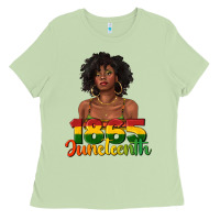 Matcha 1865 juneteenth with afro black woman Ladies Tee - texasbilliewilder