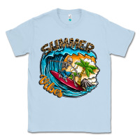Dusty Blue Summer Vibes Classic Tee - CowhideDigitalArt