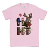 Bubblegum Pink Deer Hunting Usa Flag Classic Tee - LillyAllenDesigns