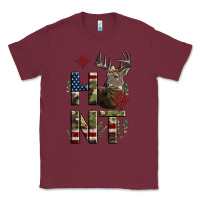 Burgundy Deer Hunting Usa Flag Classic Tee - LillyAllenDesigns