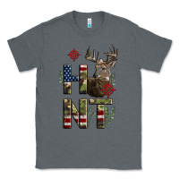Charcoal Heather Deer Hunting Usa Flag Classic Tee - LillyAllenDesigns