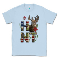 Dusty Blue Deer Hunting Usa Flag Classic Tee - LillyAllenDesigns