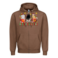 Chestnut meowy christmas cats coffee cups Zipper Hoodie - MaliasSmallBusiness