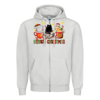 Meowy Christmas Cats Coffee Cups Zipper Hoodie | Teevron