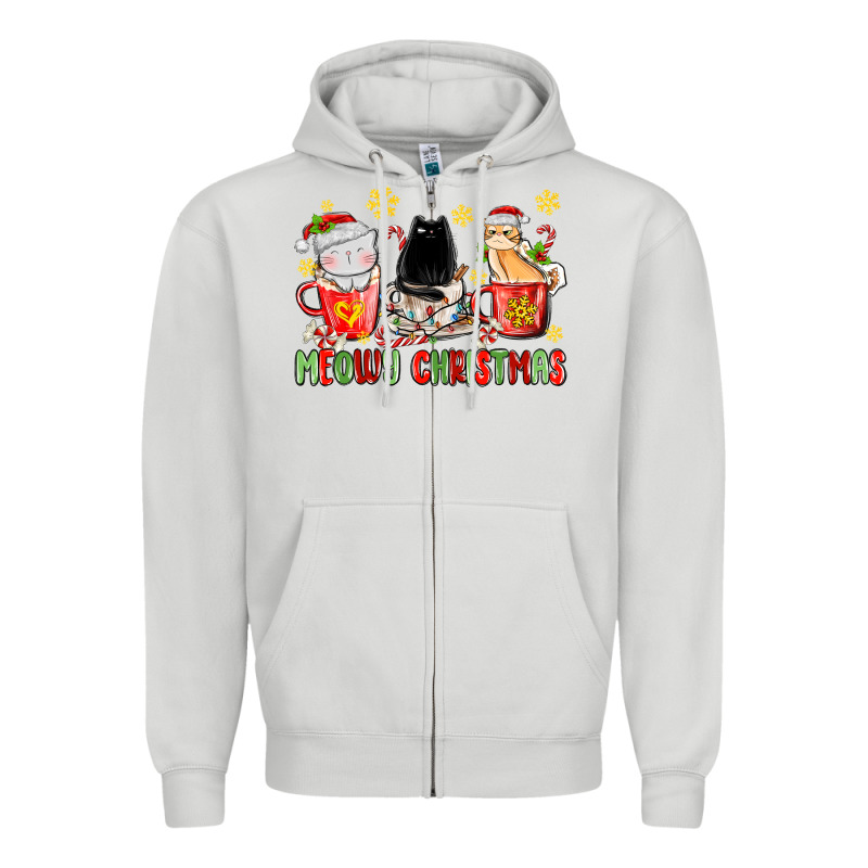 Meowy Christmas Cats Coffee Cups Zipper Hoodie by MaliasSmallBusiness | Teevron