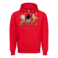 Red meowy christmas cats coffee cups Zipper Hoodie - MaliasSmallBusiness