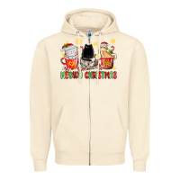 Sandshell meowy christmas cats coffee cups Zipper Hoodie - MaliasSmallBusiness