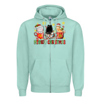 Seafoam meowy christmas cats coffee cups Zipper Hoodie - MaliasSmallBusiness