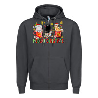 Smoke meowy christmas cats coffee cups Zipper Hoodie - MaliasSmallBusiness