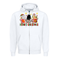 White meowy christmas cats coffee cups Zipper Hoodie - MaliasSmallBusiness