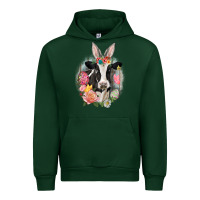 Forest Green Happy Easter Cow Easter Day Urban Hoodie - CowGirlArtShop