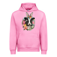 Fuchsia Pink Happy Easter Cow Easter Day Urban Hoodie - CowGirlArtShop