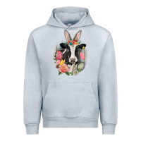 Heather Grey Happy Easter Cow Easter Day Urban Hoodie - CowGirlArtShop