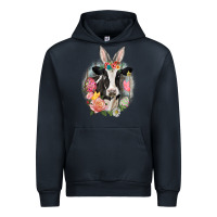 Navy Happy Easter Cow Easter Day Urban Hoodie - CowGirlArtShop