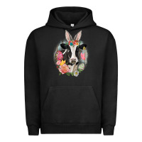 Pigment Black Happy Easter Cow Easter Day Urban Hoodie - CowGirlArtShop