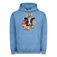 Pigment Pebble Blue Happy Easter Cow Easter Day Urban Hoodie - CowGirlArtShop