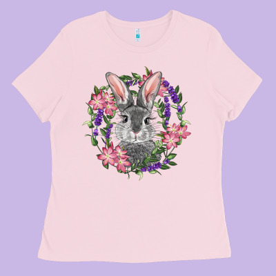 Ladies Tee Easter Bunny With Floral Wreath