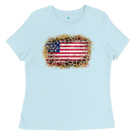 Baby Blue america leopard glitter flag Ladies Tee - Zillion Design Studio