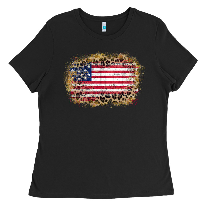 America Leopard Glitter Flag Ladies Tee by Zillion Design Studio | Teevron