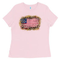 Bubblegum Pink america leopard glitter flag Ladies Tee - Zillion Design Studio