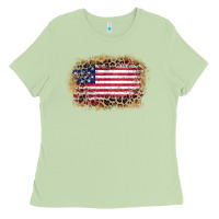 Matcha america leopard glitter flag Ladies Tee - Zillion Design Studio