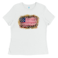 White america leopard glitter flag Ladies Tee - Zillion Design Studio
