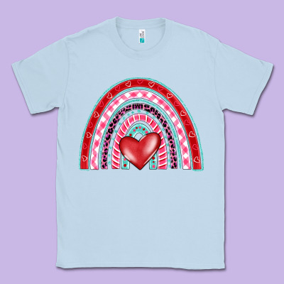 Valentine's Day Rainbow Classic Tee Designed By Barkaloodesign
