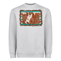 Heather Grey leopard serape cowhide  leather background Heavyweight Sweatshirt - AdoDesignShop
