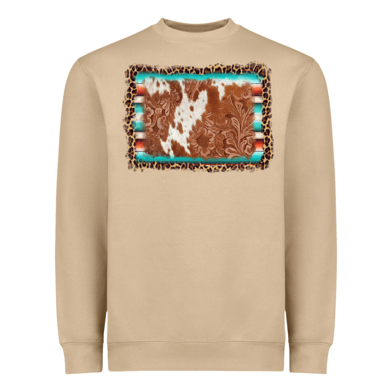 Leopard Serape Cowhide  Leather Background Heavyweight Sweatshirt by AdoDesignShop | Teevron