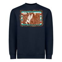 Navy leopard serape cowhide  leather background Heavyweight Sweatshirt - AdoDesignShop
