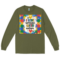 Army Green ı love someone with autism Long Sleeve Tee - MaliasSmallBusiness