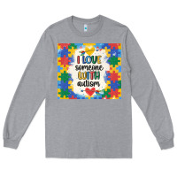 Heather Grey ı love someone with autism Long Sleeve Tee - MaliasSmallBusiness
