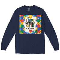 Navy ı love someone with autism Long Sleeve Tee - MaliasSmallBusiness