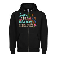 Black just a girl who loves horses Zipper Hoodie - MaliasSmallBusiness