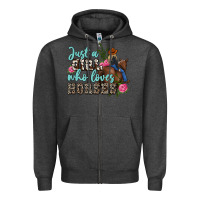 Charcoal Heather just a girl who loves horses Zipper Hoodie - MaliasSmallBusiness