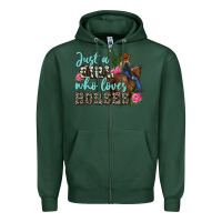 Sports Green just a girl who loves horses Zipper Hoodie - MaliasSmallBusiness