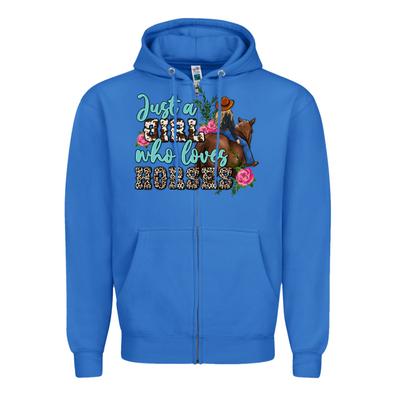 Just A Girl Who Loves Horses Zipper Hoodie by MaliasSmallBusiness | Teevron